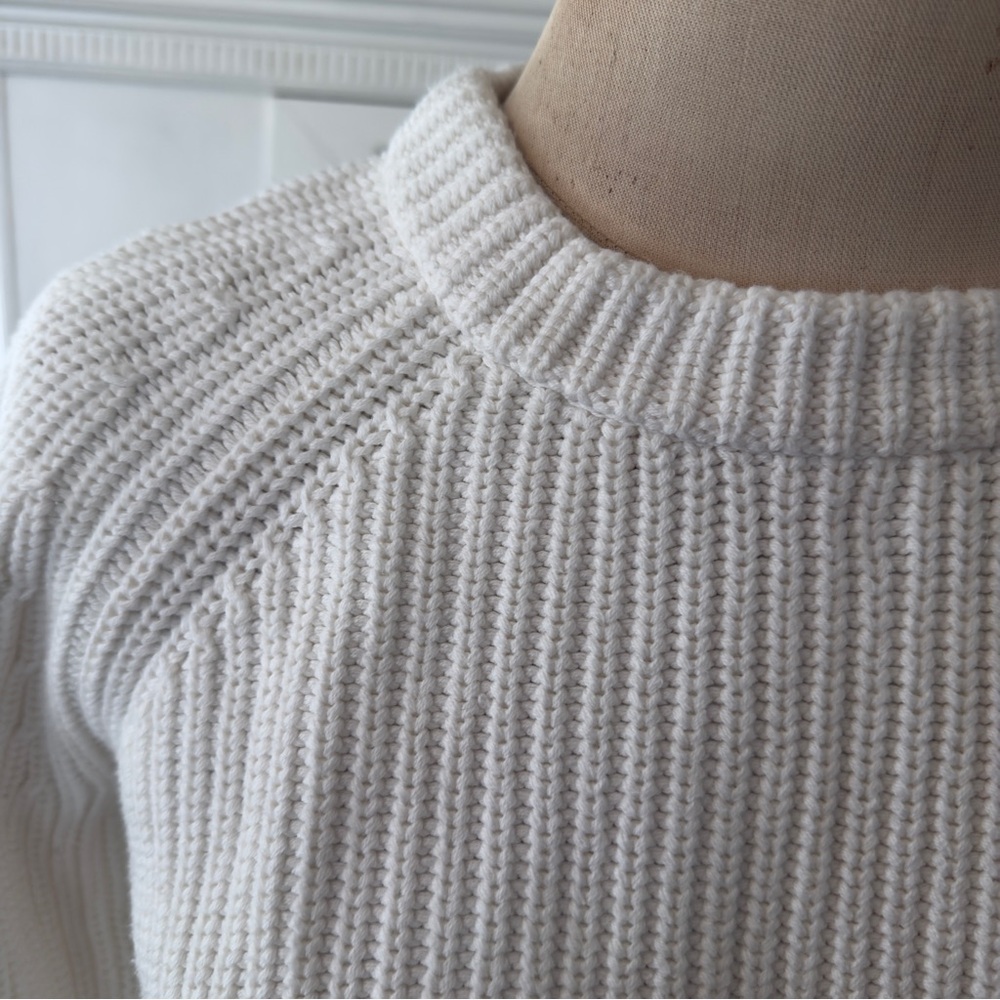 Quince Ivory 100% Organic Cotton 
Fisherman Crew Sweater - Picture 5 of 9